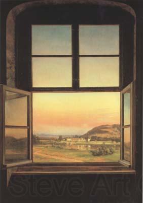 Johan Christian Dahl Window with a view of Pillnitz Castle (mk10) Germany oil painting art